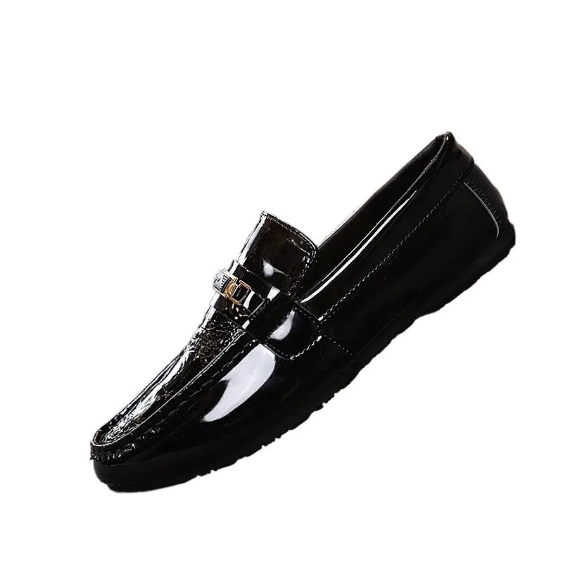 2024 Summer Versatile Men's Loafers Men's Social People Korean Version Lazy Casual Shoes Hairstylist Shiny Leather Shoes