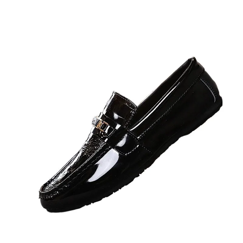 2024 Summer Versatile Men's Loafers Men's Social People Korean Version Lazy Casual Shoes Hairstylist Shiny Leather Shoes