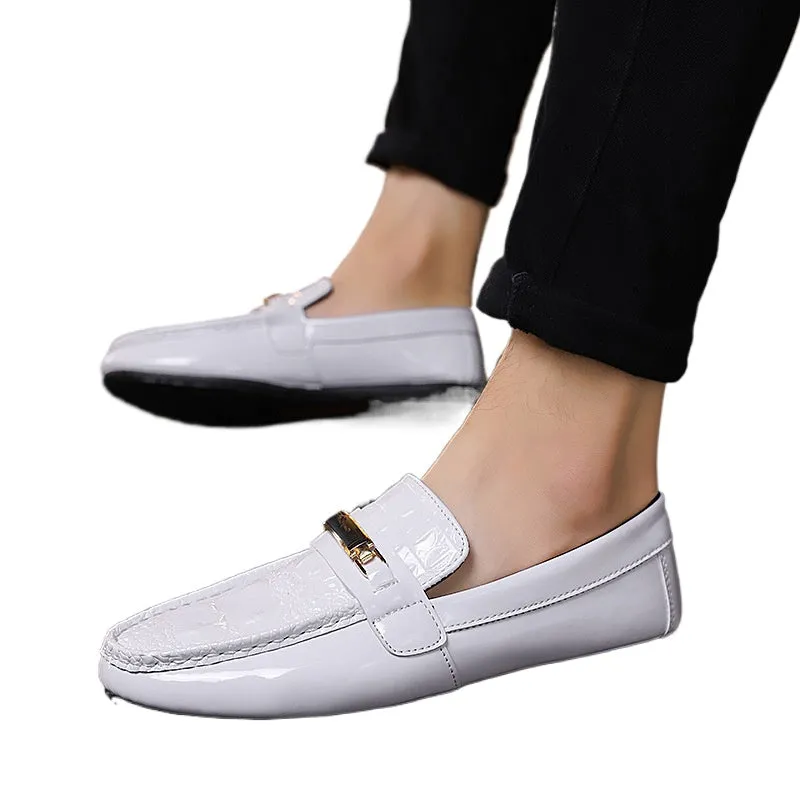 2024 Summer Versatile Men's Loafers Men's Social People Korean Version Lazy Casual Shoes Hairstylist Shiny Leather Shoes