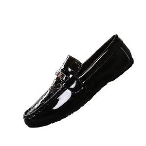 2024 Summer Versatile Men's Loafers Men's Social People Korean Version Lazy Casual Shoes Hairstylist Shiny Leather Shoes