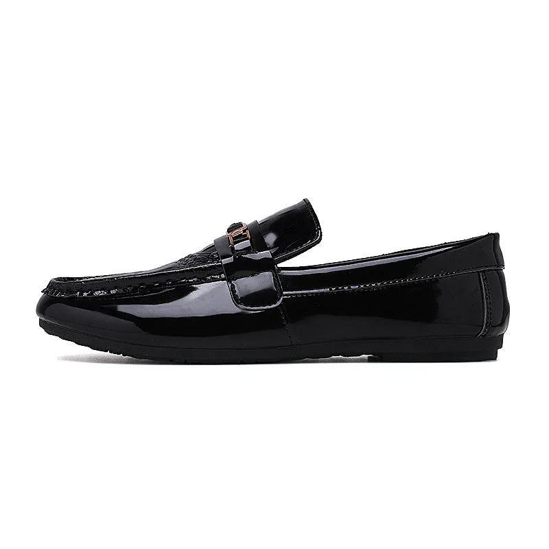 2024 Summer Versatile Men's Loafers Men's Social People Korean Version Lazy Casual Shoes Hairstylist Shiny Leather Shoes