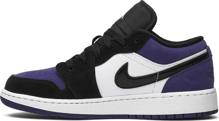 Air Jordan 1 Low GS Court Sneakers, Black-White-Purple
