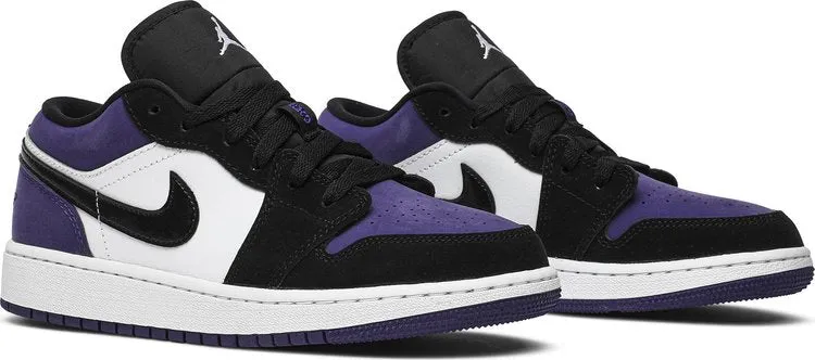 Air Jordan 1 Low GS Court Sneakers, Black-White-Purple