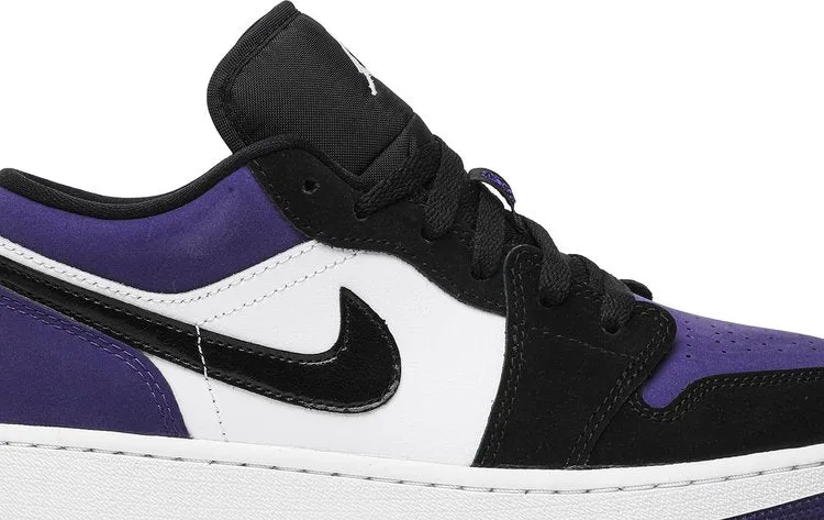 Air Jordan 1 Low GS Court Sneakers, Black-White-Purple