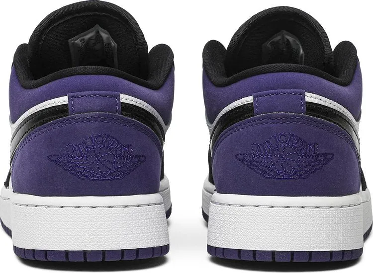 Air Jordan 1 Low GS Court Sneakers, Black-White-Purple