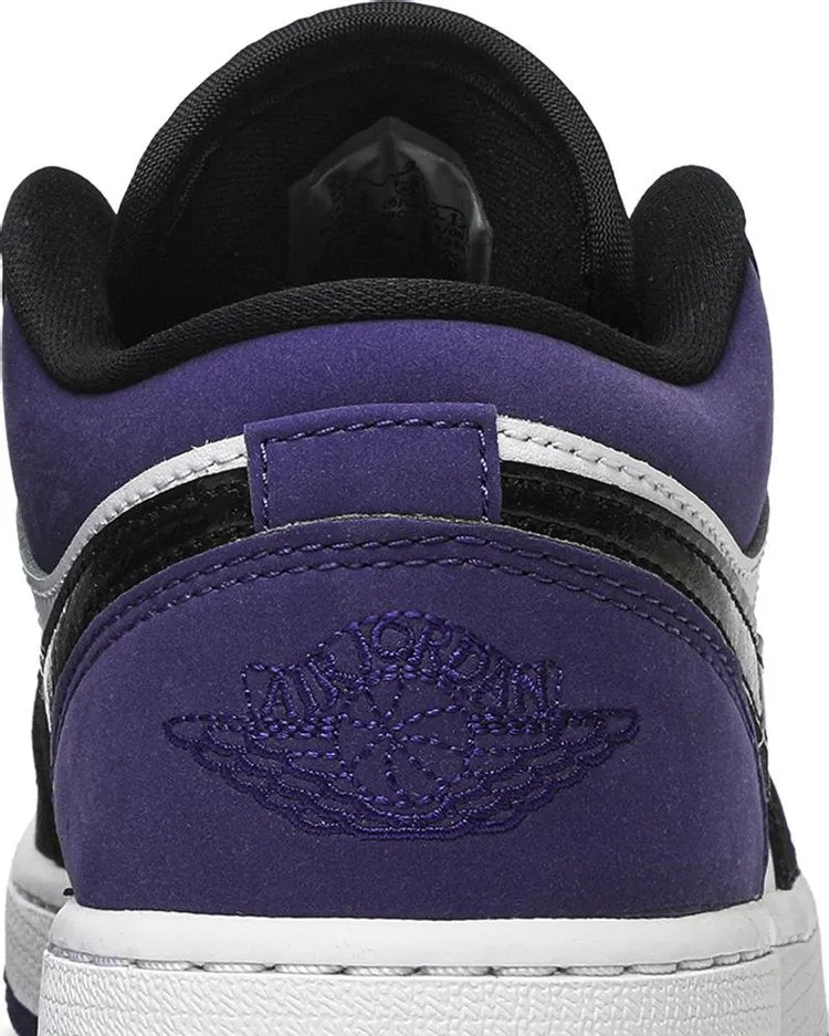 Air Jordan 1 Low GS Court Sneakers, Black-White-Purple