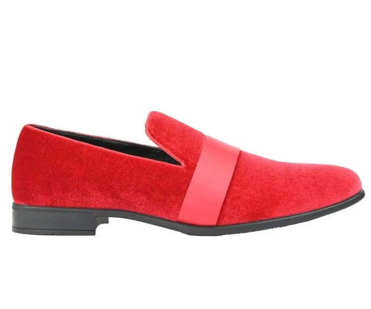 Amali Crimson Knight Velvet Loafers Men’s Red Velvet
