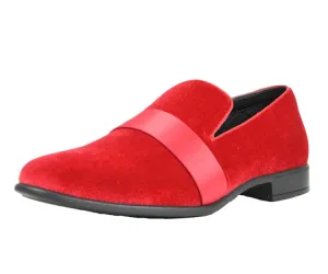 Amali Crimson Knight Velvet Loafers Men’s Red Velvet
