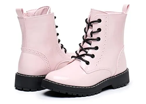 Apakowa Girls Combat Boots Side Zipper Ankle Booties (Little Kid/Big Kid)