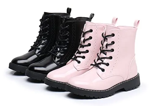 Apakowa Girls Combat Boots Side Zipper Ankle Booties (Little Kid/Big Kid)