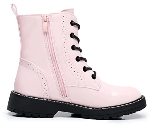 Apakowa Girls Combat Boots Side Zipper Ankle Booties (Little Kid/Big Kid)