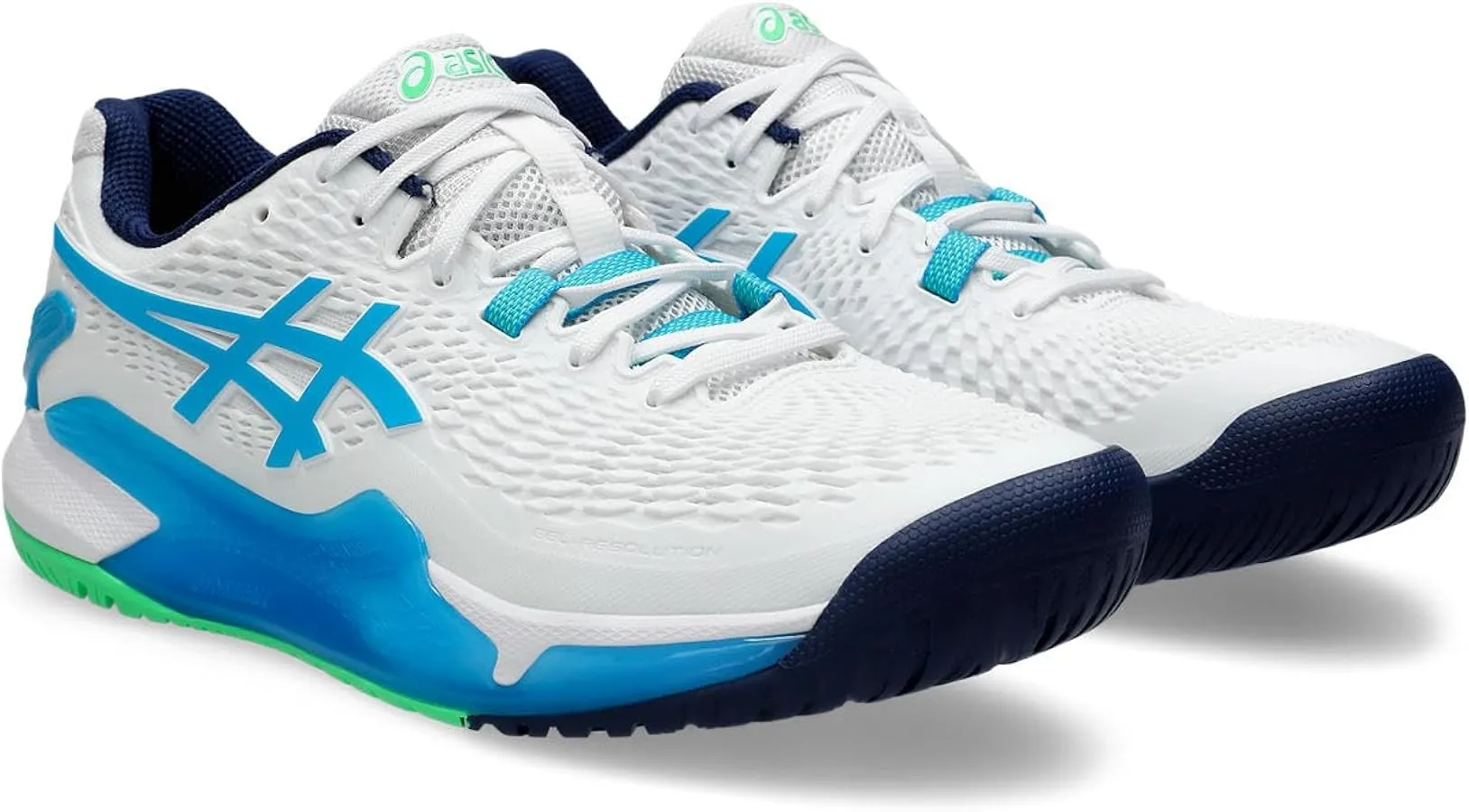 ASICS GEL-RESOLUTION 9 WOMEN'S (WHITE/DIGITAL AQUA)