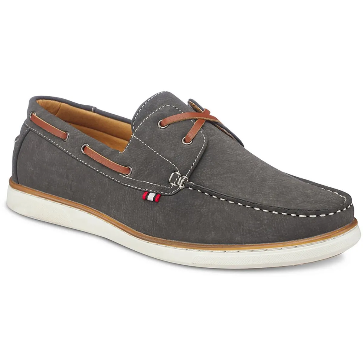 Aston Marc Mens HARBOR Faux Leather Lace up Boat Shoes
