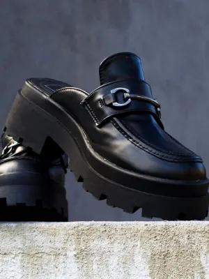 Audra Mule Loafers- Black