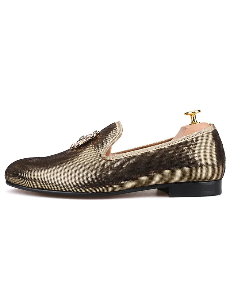 Autumn new style golden small plaid colorful Zuma buckle men's trendy shoes European and American style party slip-on loafers