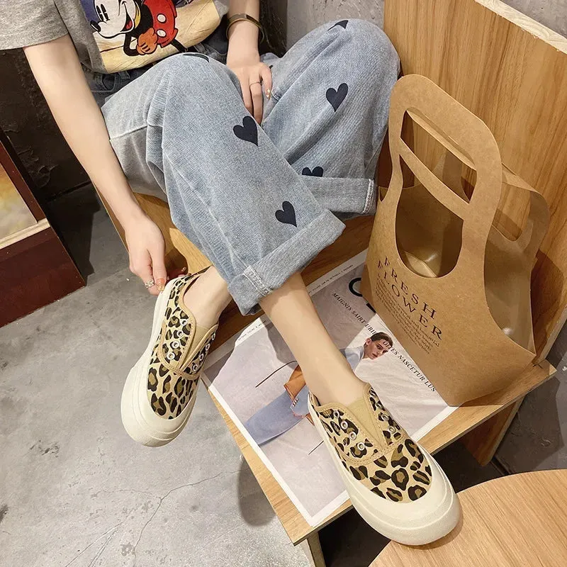 Ava - Leopard Print Slip-on Canvas Loafers for Women