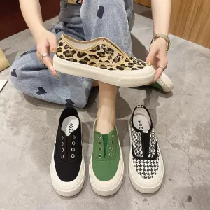 Ava - Leopard Print Slip-on Canvas Loafers for Women