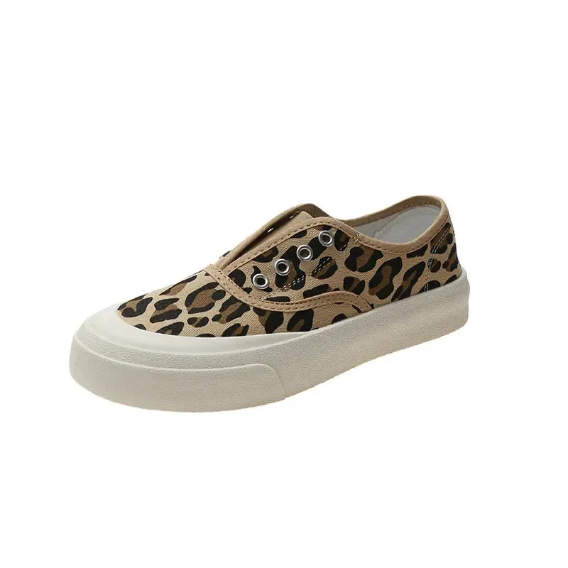 Ava - Leopard Print Slip-on Canvas Loafers for Women