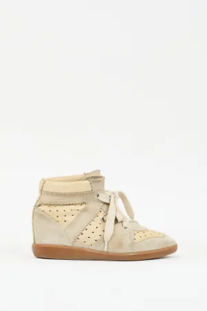 Beige & Grey Suede Bobby Wedge Sneaker
