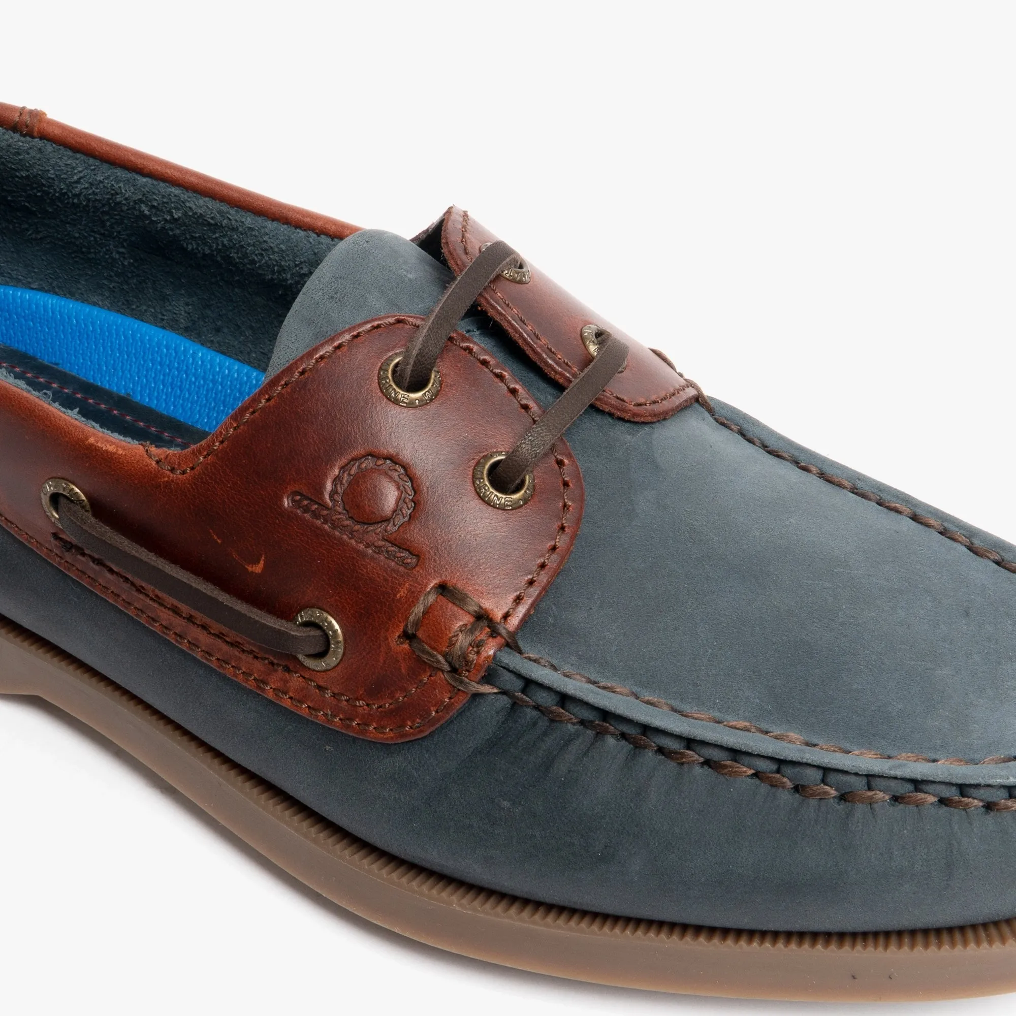 BERMUDA G2 Mens Nubuck Leather Boat Shoes Navy/Seahorse