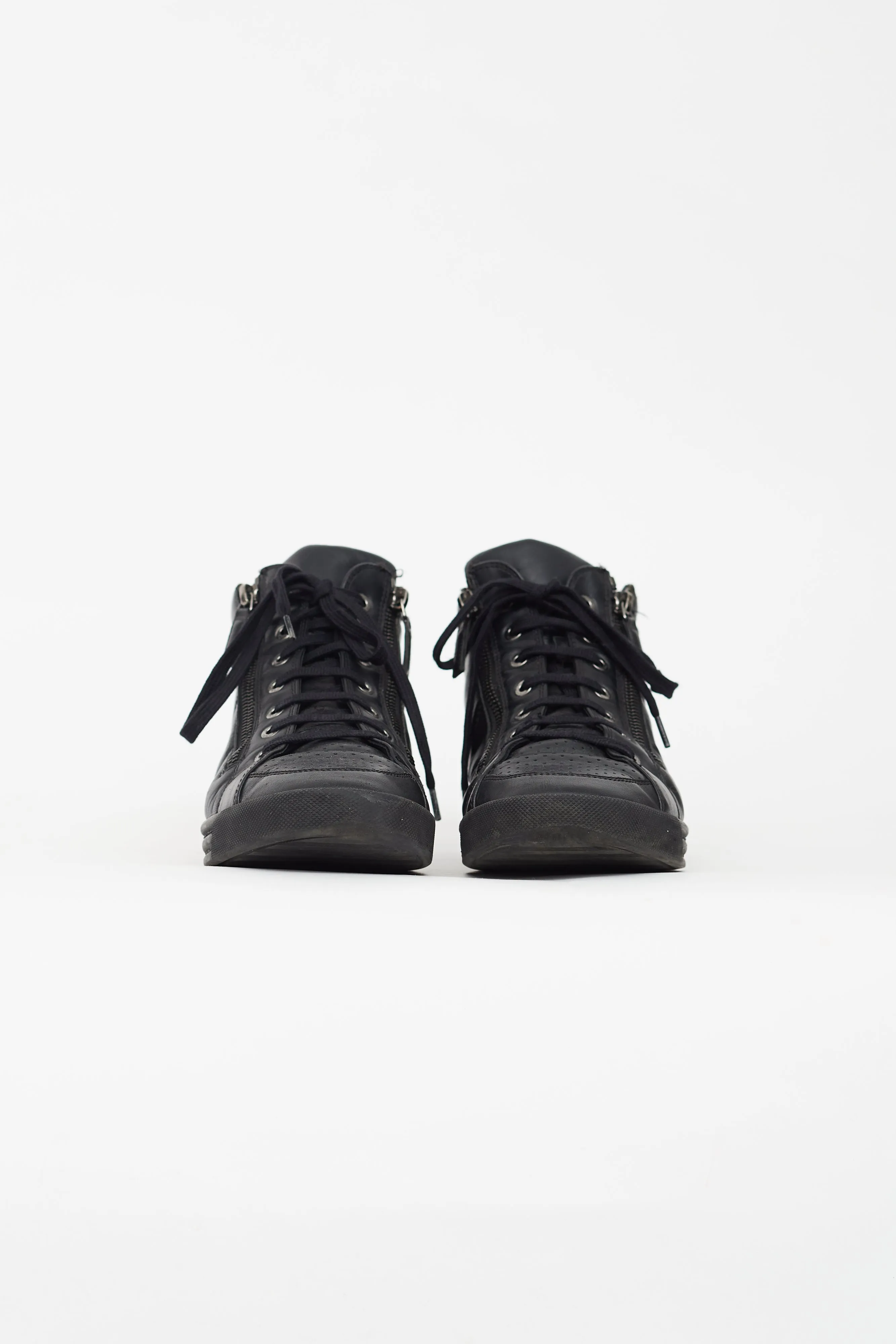 Black Leather High Top Sneakers