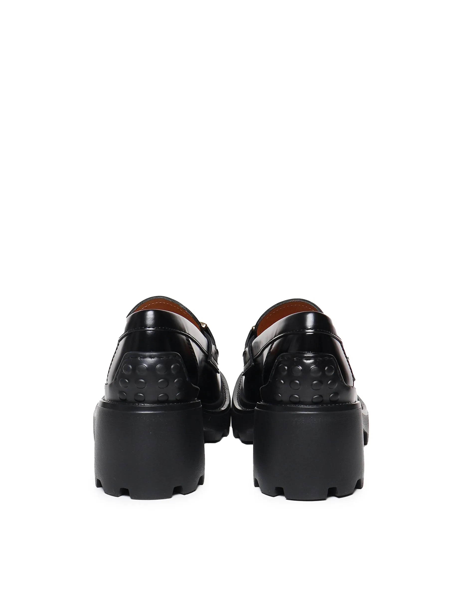 Black Leather Loafers with Heel
