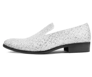 Bolano Sarlo White Men's Glitter Loafers Vegan