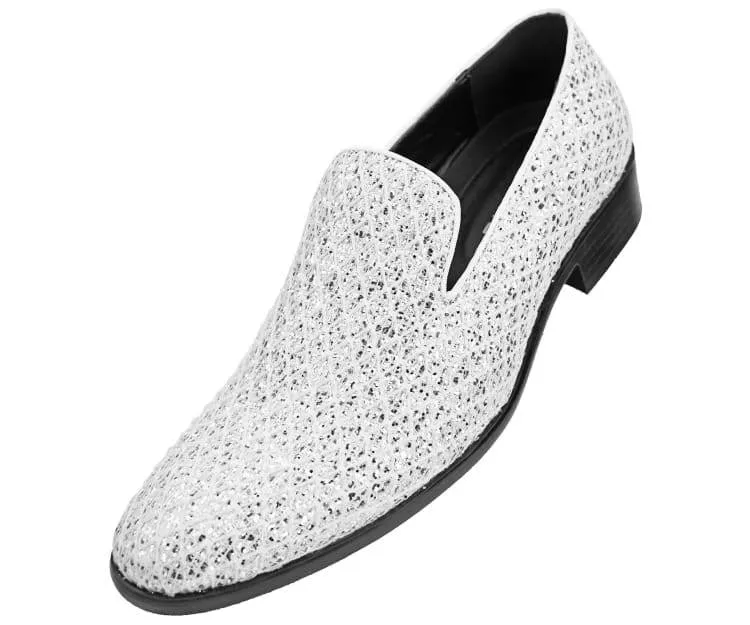 Bolano Sarlo White Men's Glitter Loafers Vegan