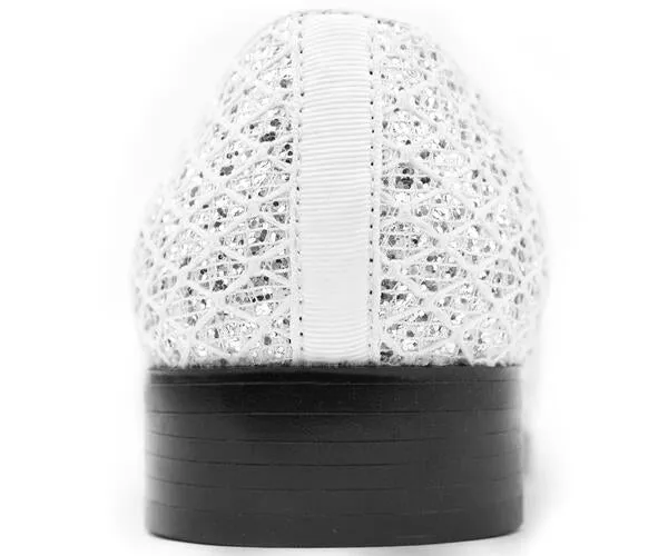 Bolano Sarlo White Men's Glitter Loafers Vegan