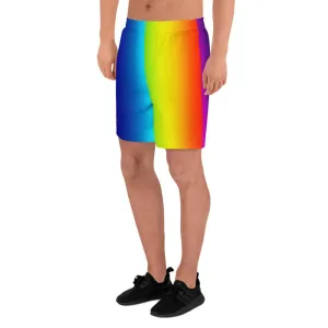 Bright Rainbow Men's Shorts, Ombre Athletic Long Shorts Workout Shorts- Made in EU