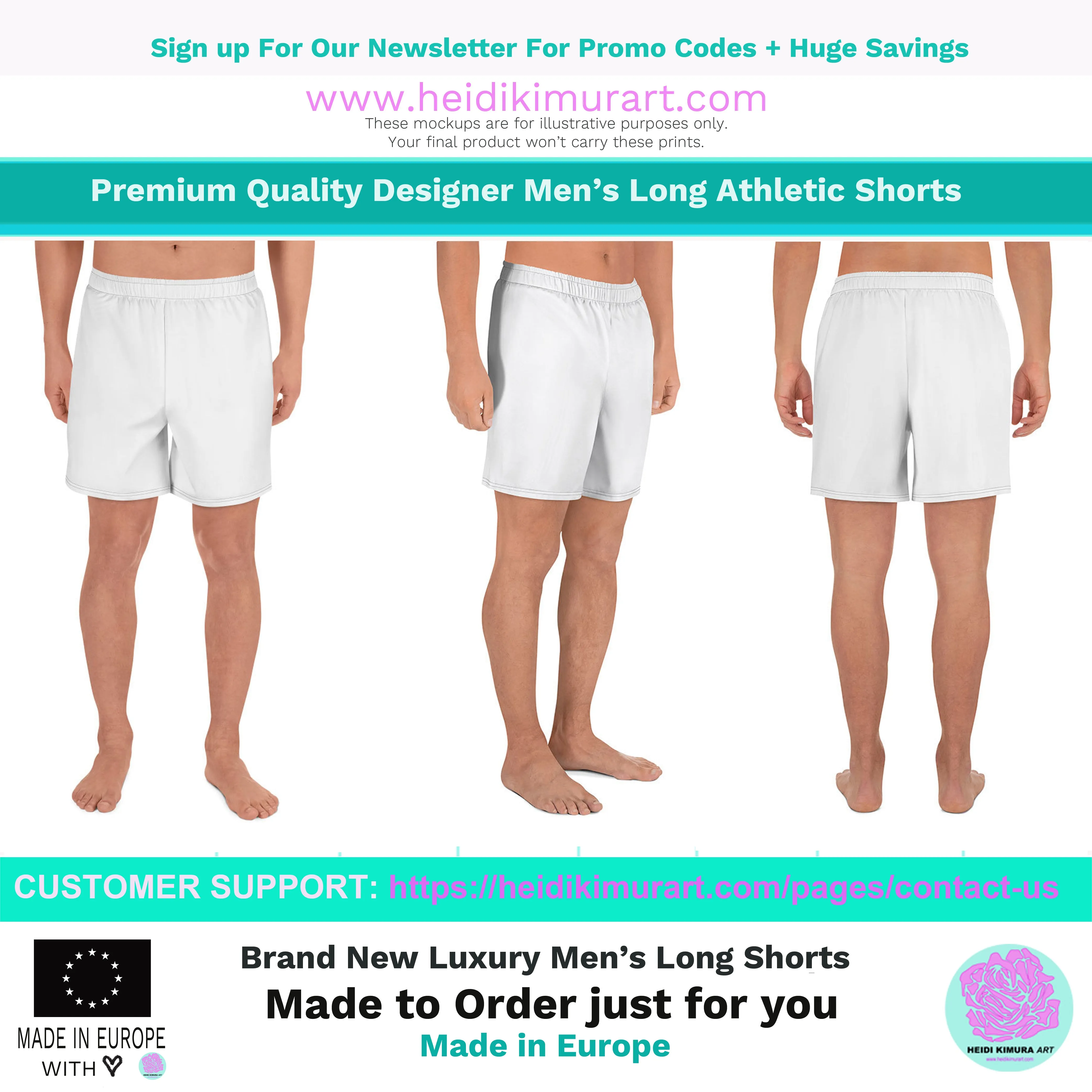 Bright Rainbow Men's Shorts, Ombre Athletic Long Shorts Workout Shorts- Made in EU