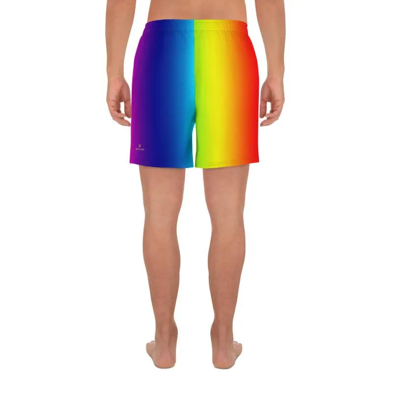 Bright Rainbow Men's Shorts, Ombre Athletic Long Shorts Workout Shorts- Made in EU