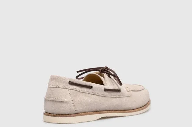 Brunello Cucinelli Men's Suede Boat Shoes In Beige
