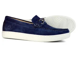 CAMBRIDGE Mens Navy Blue Suede Loafer Shoes with Snaffle by Orca Bay