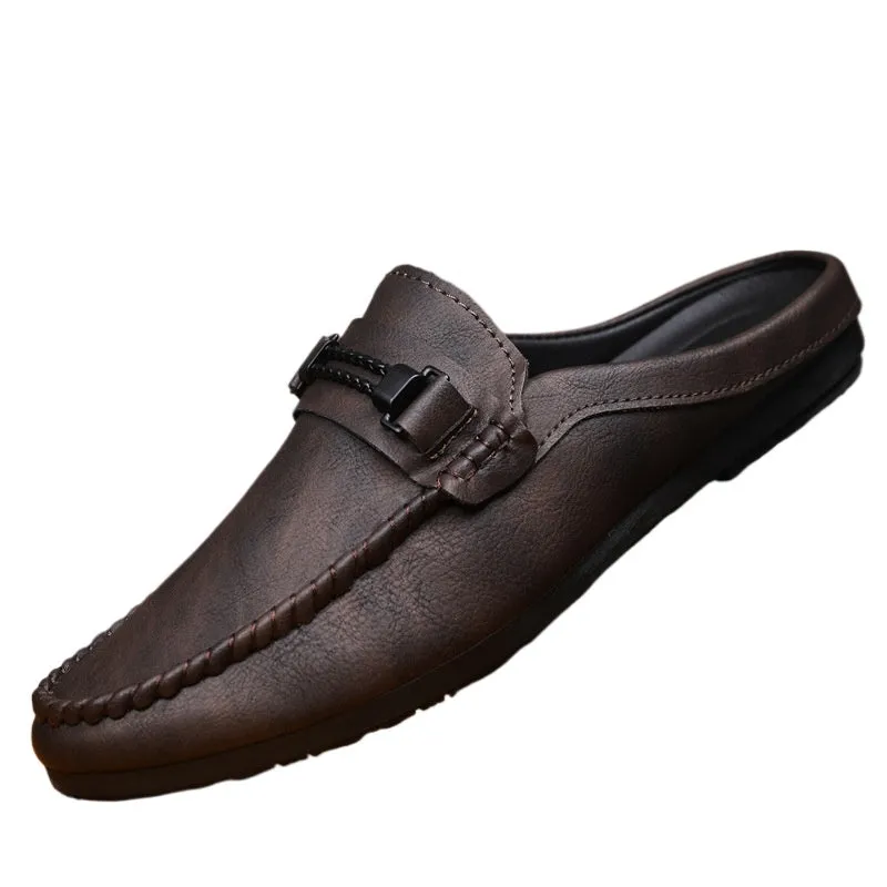 Casual thin high-end business black men's loafer beanie shoes men's leather shoes outdoor breathable trend soft leather waterproof
