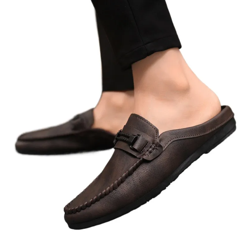 Casual thin high-end business black men's loafer beanie shoes men's leather shoes outdoor breathable trend soft leather waterproof