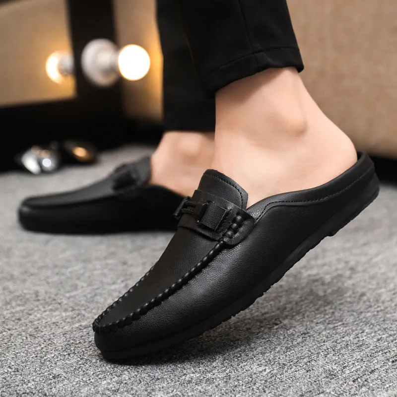 Casual thin high-end business black men's loafer beanie shoes men's leather shoes outdoor breathable trend soft leather waterproof