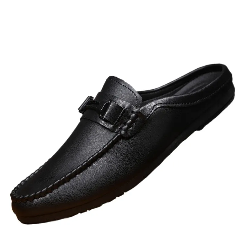 Casual thin high-end business black men's loafer beanie shoes men's leather shoes outdoor breathable trend soft leather waterproof