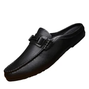 Casual thin high-end business black men's loafer beanie shoes men's leather shoes outdoor breathable trend soft leather waterproof