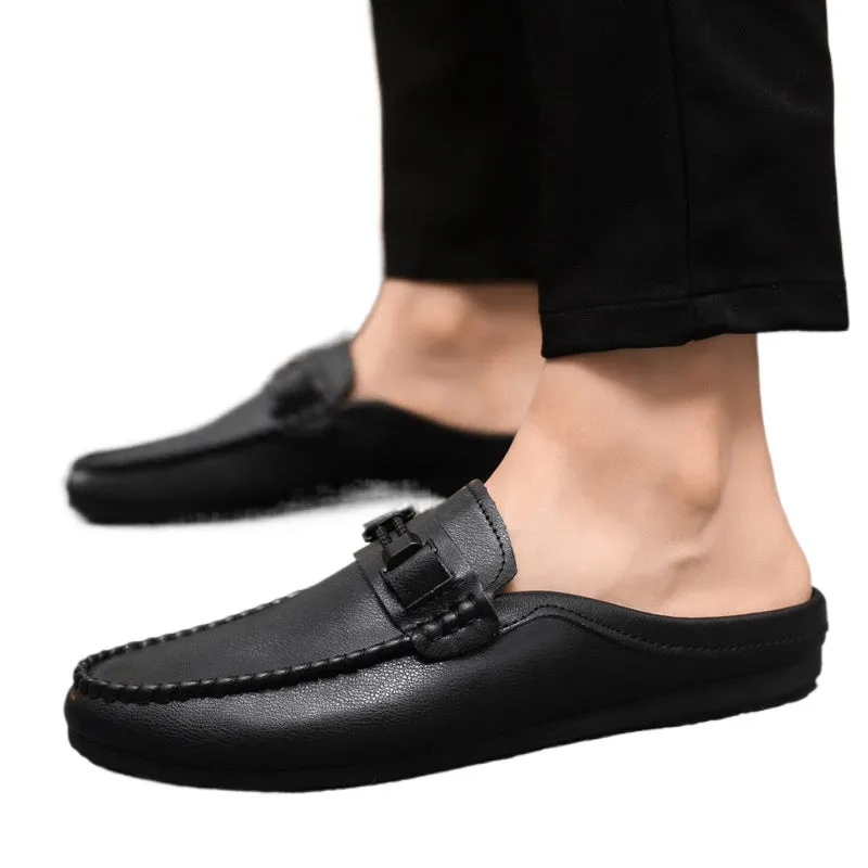 Casual thin high-end business black men's loafer beanie shoes men's leather shoes outdoor breathable trend soft leather waterproof