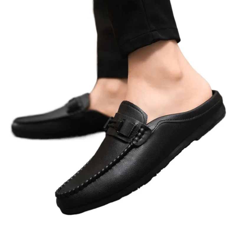 Casual thin high-end business black men's loafer beanie shoes men's leather shoes outdoor breathable trend soft leather waterproof
