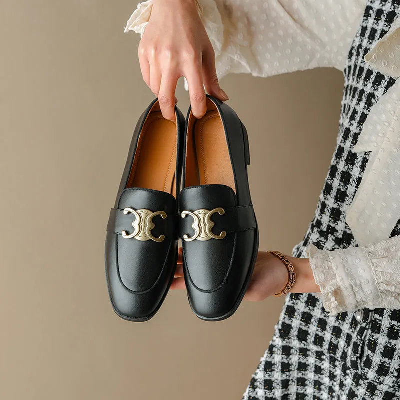 Cataleya Womens Suede Loafers with Chain