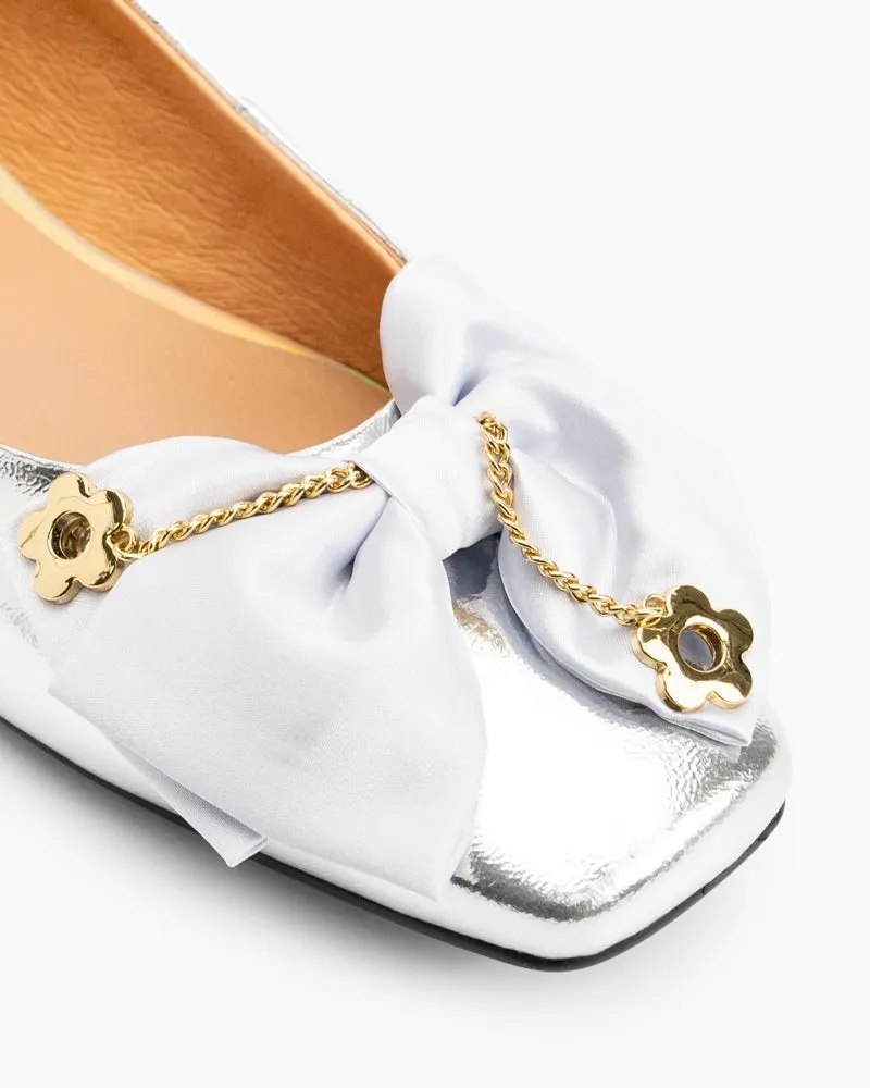 Chain & Bow Decor Chunky Heel Loafers