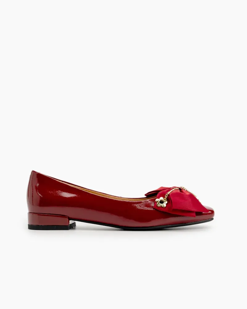 Chain & Bow Decor Chunky Heel Loafers
