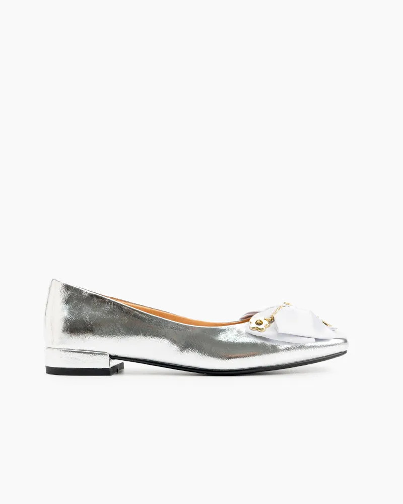 Chain & Bow Decor Chunky Heel Loafers