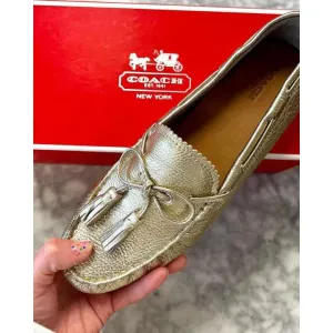 Coach Nadia Tumbled Metallic Loafers Size 10