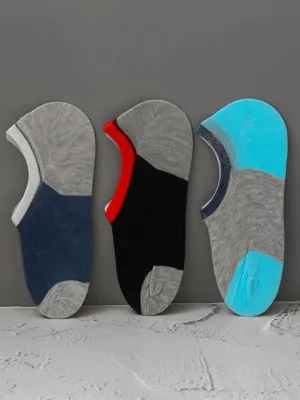 Color-Blocked Low-Cut Invisible Socks for Boys- Blue, Black & Navy