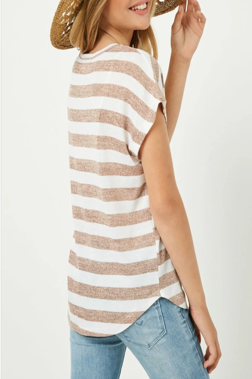 Count On Me Heathered Stripe Knit Top