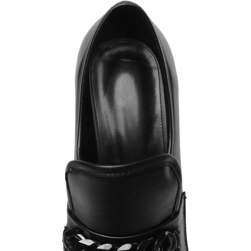Dayana Platform High Chunky Heel Loafers with Chain