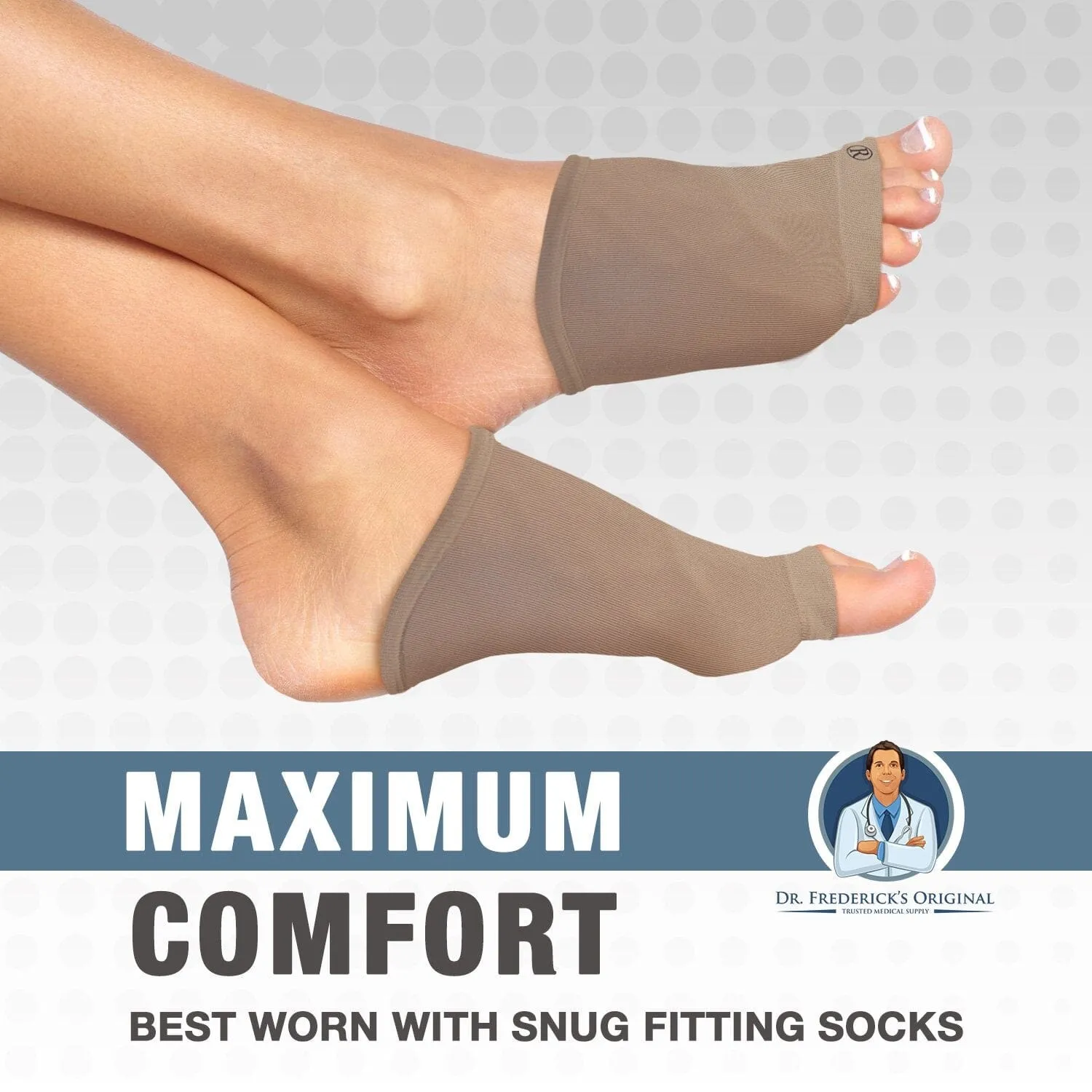 Dr. Frederick's Original Arch Support Sleeve Set - 2 Pieces - Soft Gel Sleeves for Flat Foot Pain - Arch Support - Plantar Fasciitis Pain Relief - W6-10 | M4.5-8